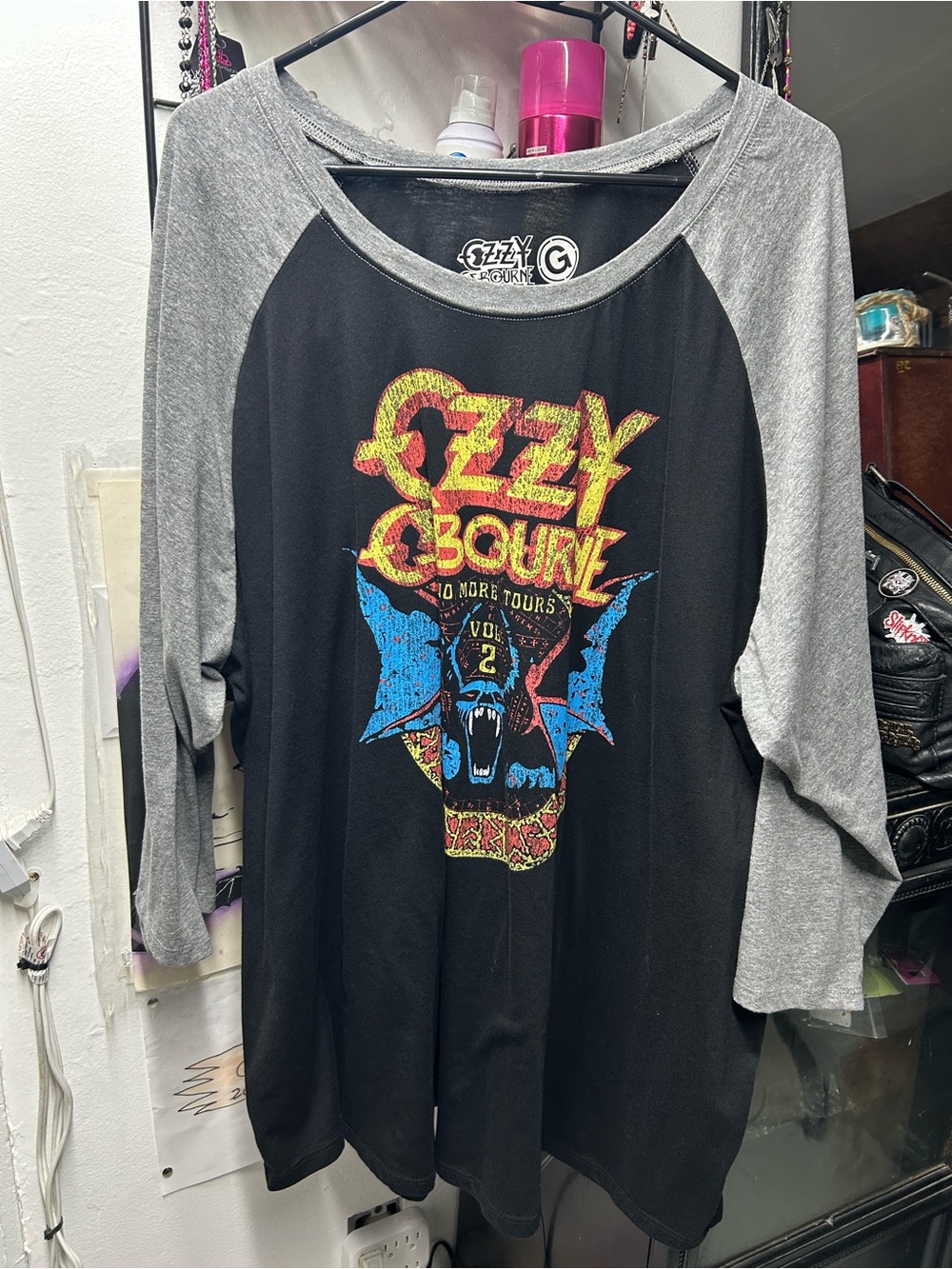 torrid Black and Gray Ozzy Osbourne Raglan Long Sleeve Tee